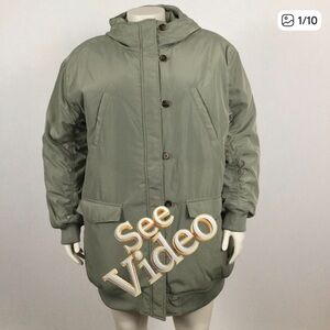 👛 (ANY 2/$60) NWT H&M Winter Puffer Coat, Non Detachable Hood, Light Green XL
